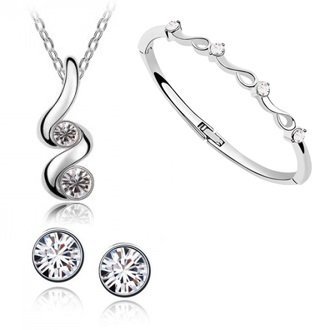 Platinum Plated Austrian Crystal White Jewelry Set M00250