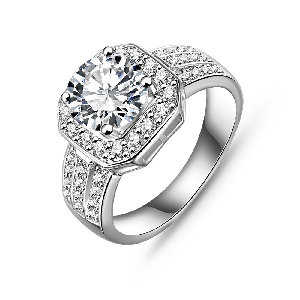 Platinum Plated Cubic Zircon Wedding Ring M00949