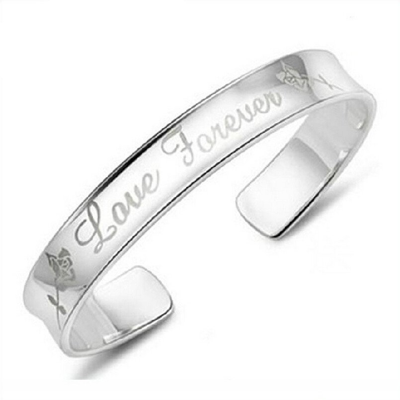 Platinum Plated Cubic Zirconia Love Forever Open Bangle M01625