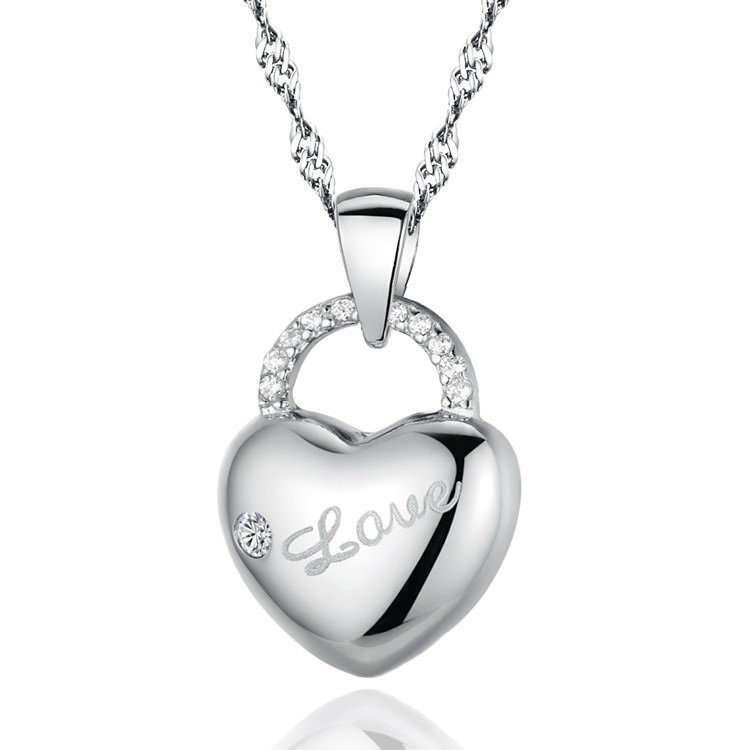 Platinum Plated Hollow Love Heart Necklace M01264