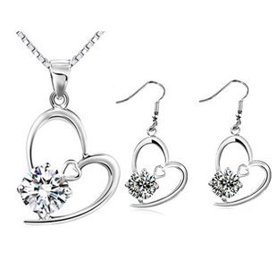 Platinum Plated Jewelry Set Necklace and Earrings M00233