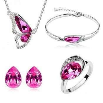 Platinum Plated Swarovski Elements Jewellery Set of 3 Pieces M00281