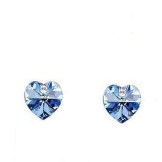 Platinum Plated Swarovski Elements Ocean Blue Rhinestone Earrings M00290