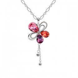 Platinum Plated Swarovski Elements Red Long Necklace M00267