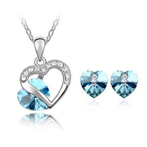 Platinum Plated Swarovski Elements Sea Blue Jewellery Set M00235