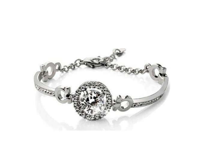Platinum Plated Swiss Cubic Zirconia Diamond Hearts and Arrows 3.5 Carat CZ Bracelet M01250