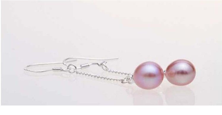 Real Freshwater Purple Pearl Long Earrings M01378