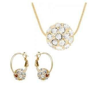 Rhodium Plated Round Ball Gold Jewelry Set M00498