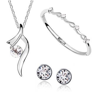 Rhodium Plated Swarovski Elements Jewelry Set M00526