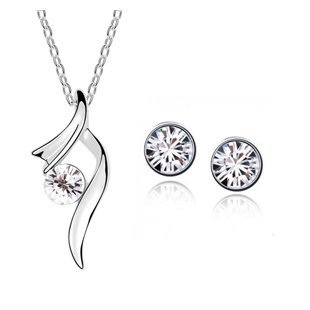 Rhodium Plated Swarovski Elements Jewelry Set M00561
