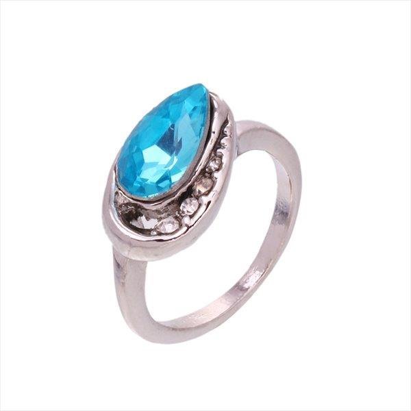 Rhodium Plated Swarovski Elements Ocean Blue Ring M00568