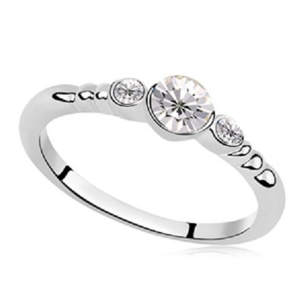 Rhodium Plated Swarovski Elements Ring M00694