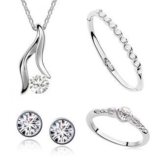 Rhodium Plated Swarovski ElementsJewelry Set 4 pieces M00551