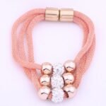 Rose Gold Plated Stainless Steel Rhinestone Magnetic 20.5cm Bracelet M01475