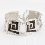 Silver Plated Bracelet Nickle Free Alloy Enamel Square Black M00356