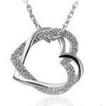 Silver Plated Heart Crystal White Necklace M00460