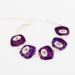 Silver Plated Nickle Free Alloy Enamel Purple Bracelet M00402