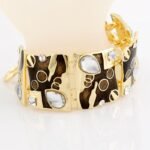 Silver Plated Nickle Free Alloy Enamel Square Black Bracelet M00390