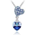 Swarovski Crystal Necklace Heart and Heart Blue Color M00171