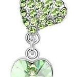 Swarovski Crystal Necklace Heart and Heart Green Color M00170