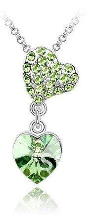 Swarovski Crystal Necklace Heart and Heart Green Color M00170