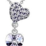 Swarovski Crystal Necklace Heart and Heart Violet Color M00173