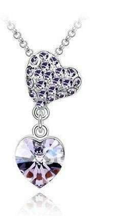 Swarovski Crystal Necklace Heart and Heart Violet Color M00173