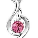 White Gold Plated Rose Angel Wing Swarovski Elements Crystal Heart Pendent M00140