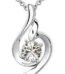 White Gold Plated White Angel Wing Swarovski Elements Crystal Heart Pendant M00135