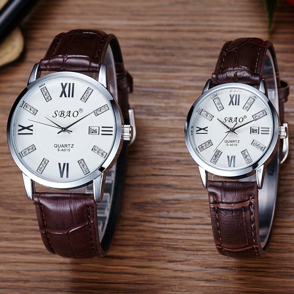 SBAO Original Leather Brown Couples Watch M01999
