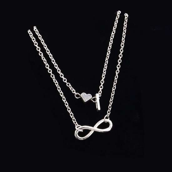 Vintage Silver Letter Heart Infinity Anklet M02266
