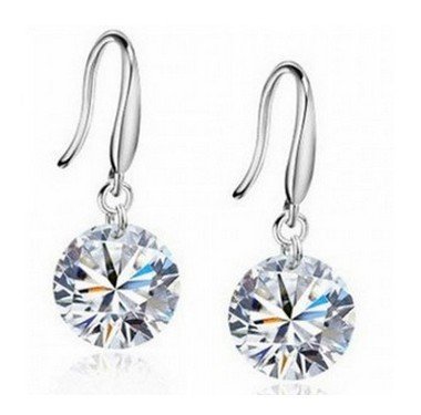 925 Pure Sterling Silver Cubic Zirconia 8 mm Drop Earrings M01074