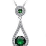 925 Sterling Silver Austrian Crystal Green Necklace M02095