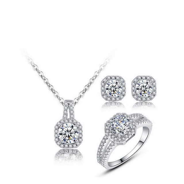 925 Sterling Silver Austrian Crystal Jewelry Set M01913