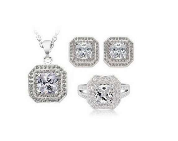 925 Sterling Silver Austrian Crystal Jewelry Set M01915