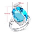 925 Sterling Silver Austrian Crystal Ocean Blue Ring M02093