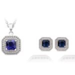 925 Sterling Silver Blue Austrian Crystal Jewelry Set M01916