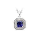 925 Sterling Silver Blue Austrian Crystal Necklace M01919