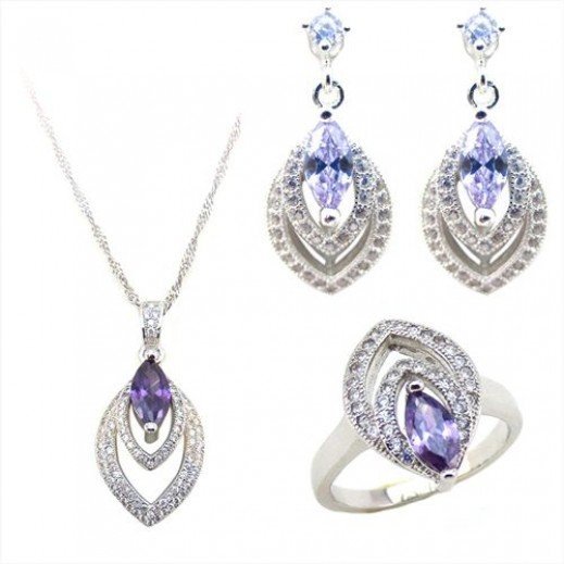 925 Sterling Silver Cubic Zirconia Jewelry Set 11.28 g M00999