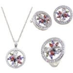925 Sterling Silver Cubic Zirconia Jewelry Set 11.28 g M01000