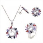 925 Sterling Silver Cubic Zirconia Jewelry Set 11.28 g M01001