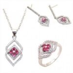 925 Sterling Silver Cubic Zirconia Jewelry Set 11.28 g M01003