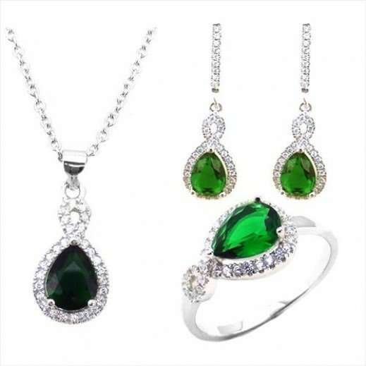 925 Sterling Silver Cubic Zirconia Jewelry Set 11.28 g M01004