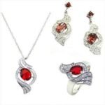 925 Sterling Silver Cubic Zirconia Jewelry Set 11.28 g M01005
