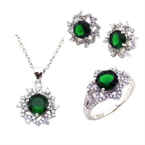 925 Sterling Silver Cubic Zirconia Jewelry Set 11.28 g M01006