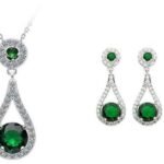 925 Sterling Silver Green Austrian Crystal Jewelry Set M01910