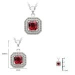 925 Sterling Silver Red Austrian Crystal Necklace M01917