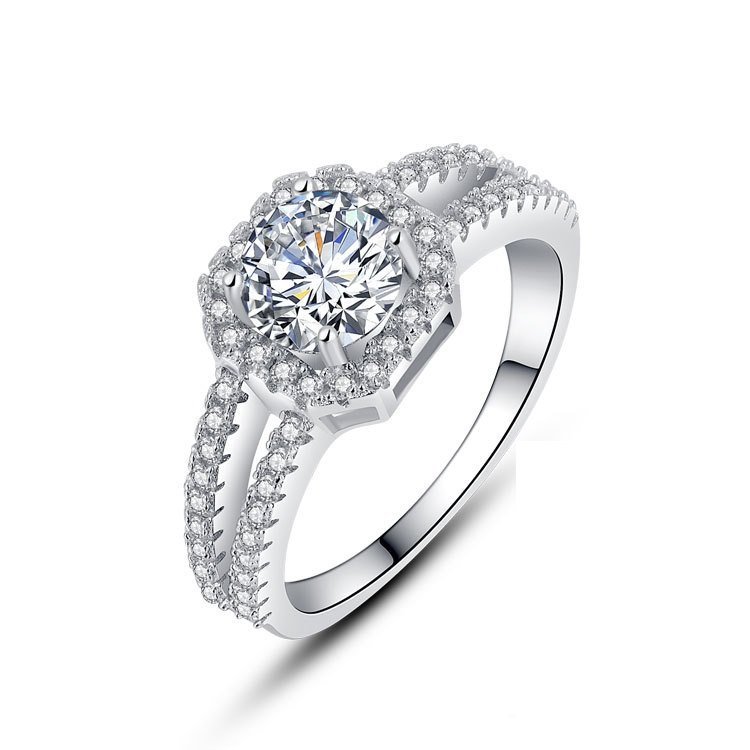 Pure 925 Sterling Silver 3 Carat CZ Diamonds Wedding Never Fade Ring M01389