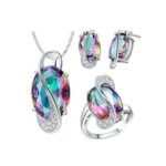 Pure 925 Sterling Silver Big CZ Diamond Wedding Bridal Jewelry Set M01129