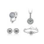 Pure 925 Sterling Silver CZ Diamonds Never Fade Jewelry Set M01404